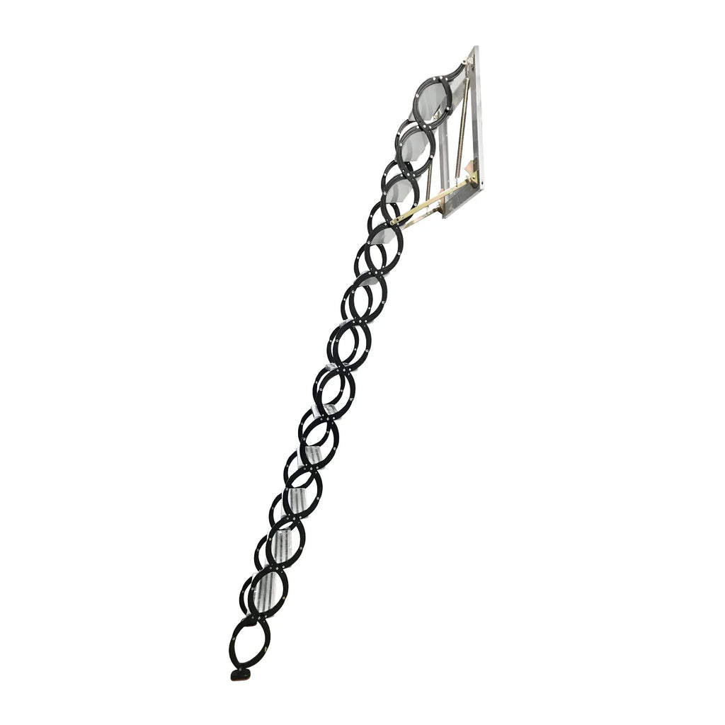 Wall Mounted Attic Loft Ladder Retractable Folding Ceiling Pull Down 9.8ft Height Black Al-Mg Alloy M631150