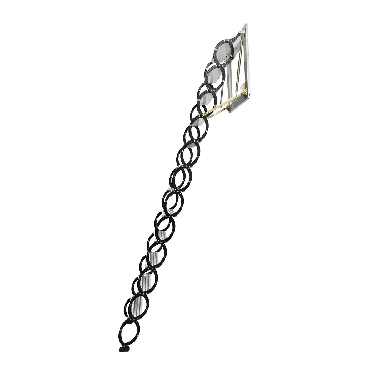 Wall Mounted Attic Loft Ladder Retractable Folding Ceiling Pull Down 9.8ft Height Black Al-Mg Alloy M631150