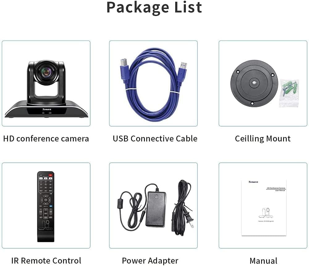 10X/20X Optical Zoom Webcam with Remote Control, 1080P Full HD Video Conference Camera N5190