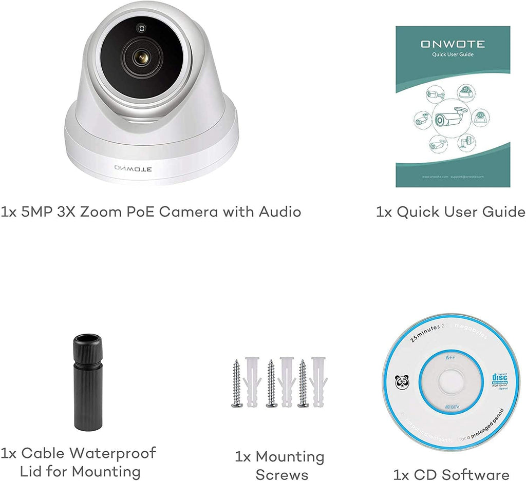 5MP 3X Optical Zoom IP POE Security Camera Outdoor Dome W58449
