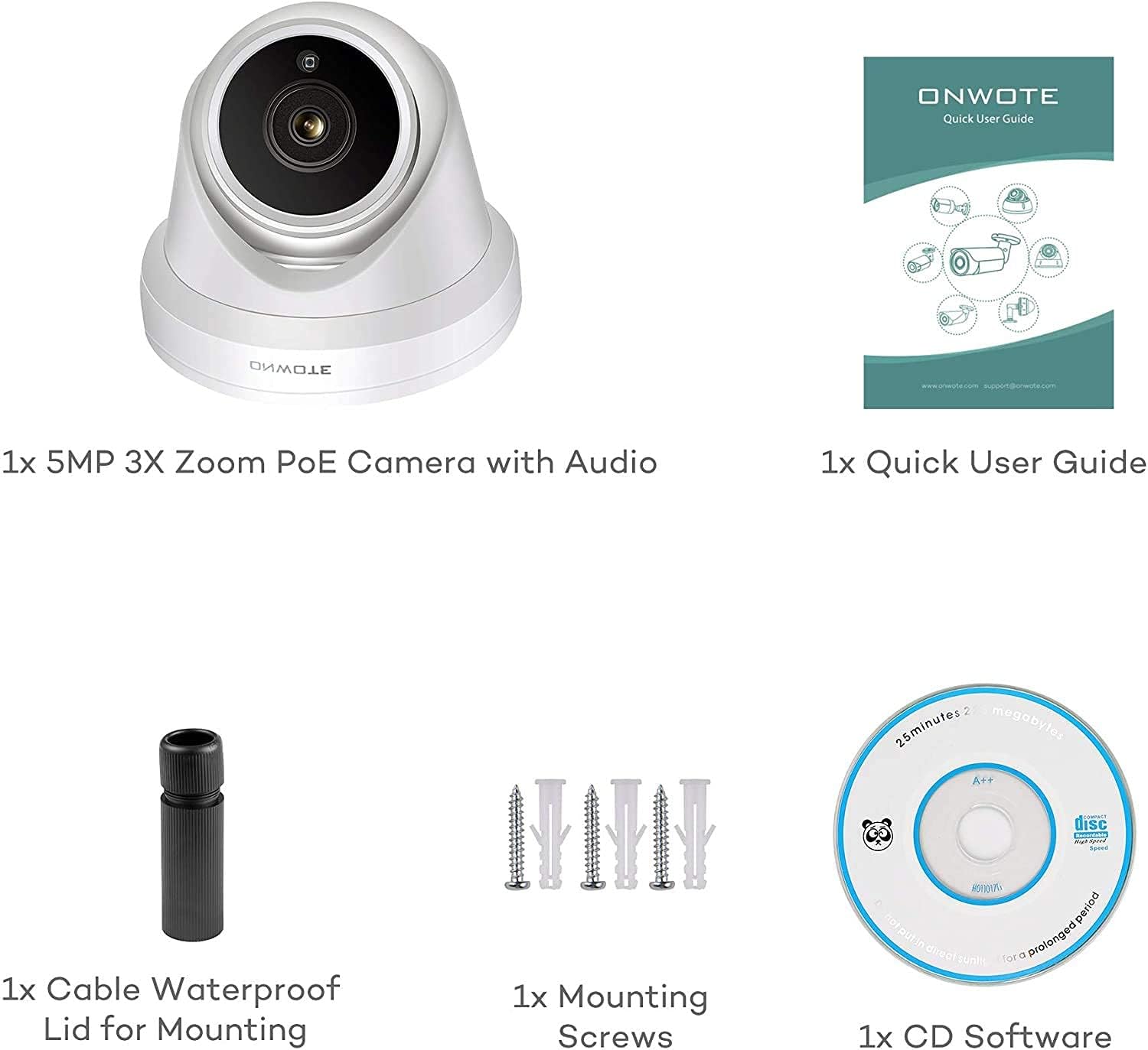 5MP 3X Optical Zoom IP POE Security Camera Outdoor Dome W58449
