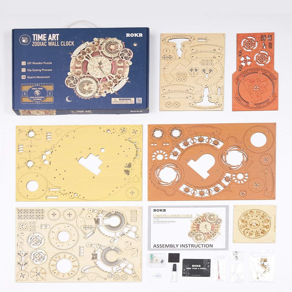 3D Wooden Puzzles Clock DIY 168 PCS Mechanical Model Kits Z821595