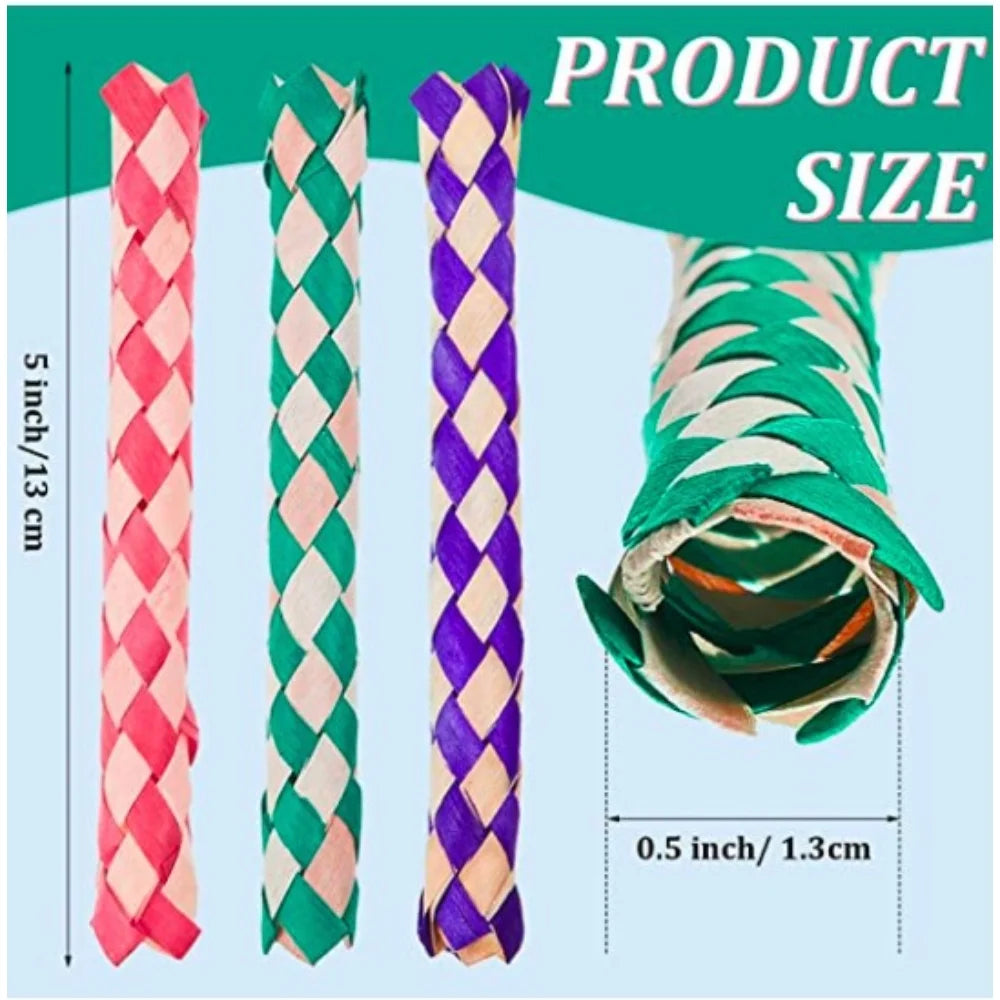 Classic Chinese Bamboo Finger Traps, Pack of 72, Assorted Colors S3881