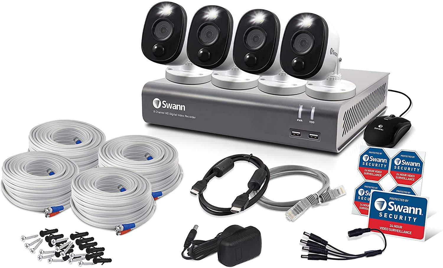8 Channel 4 Camera Wired Security System 1080p HD DVR 1TB HDD C5034