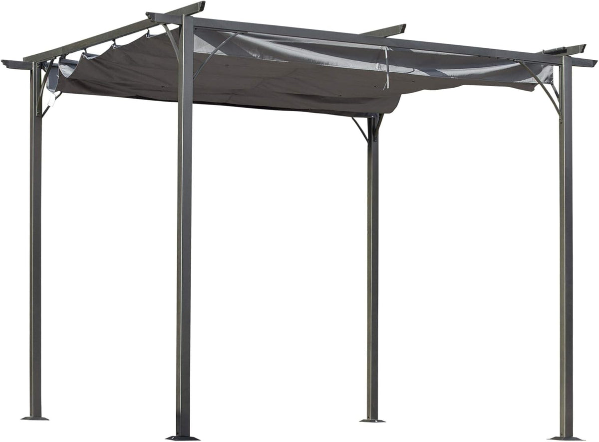 10’ x 10’ Retractable Patio Gazebo Pergola with Steel Frame R684