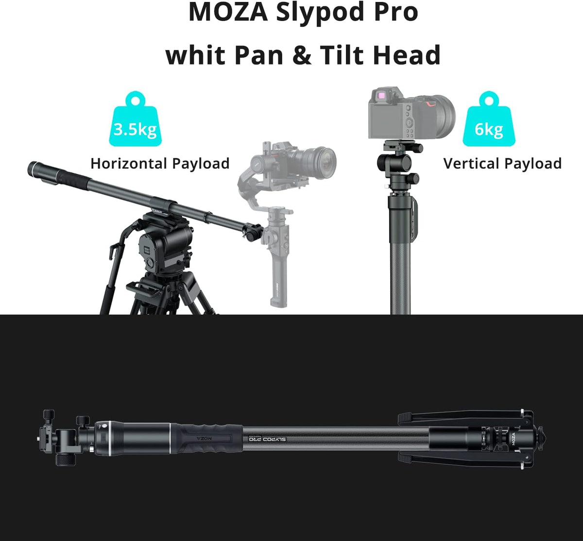 Motorized Camera Slider Monopod with Pan and Tilt Head & Tripod S8211