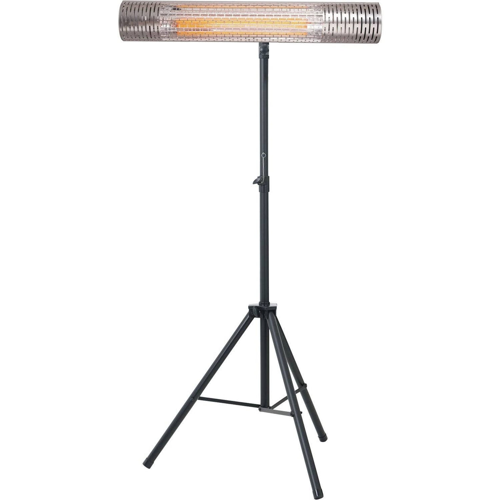Silver/Black Electric Carbon Infrared Heat Lamp with Remote Control and Tripod Stand X17501