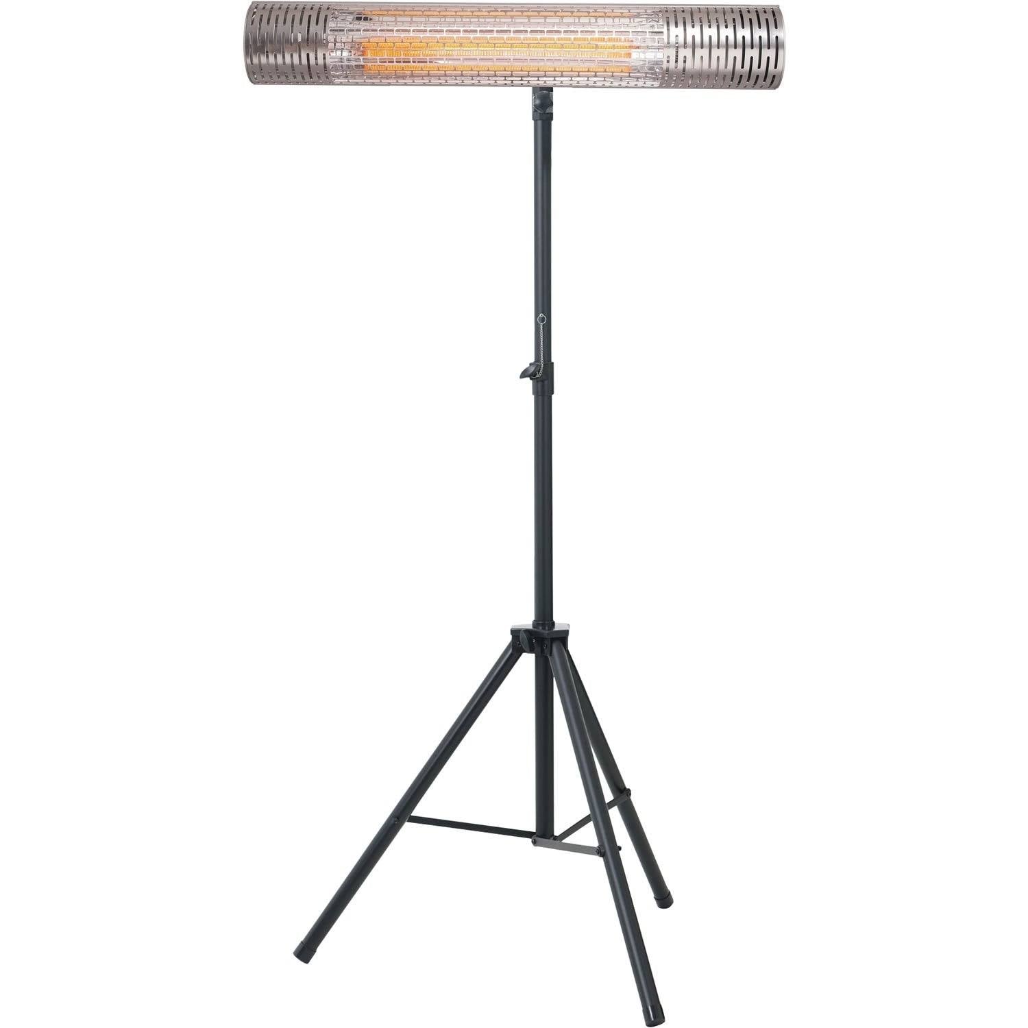 Silver/Black Electric Carbon Infrared Heat Lamp with Remote Control and Tripod Stand X17501
