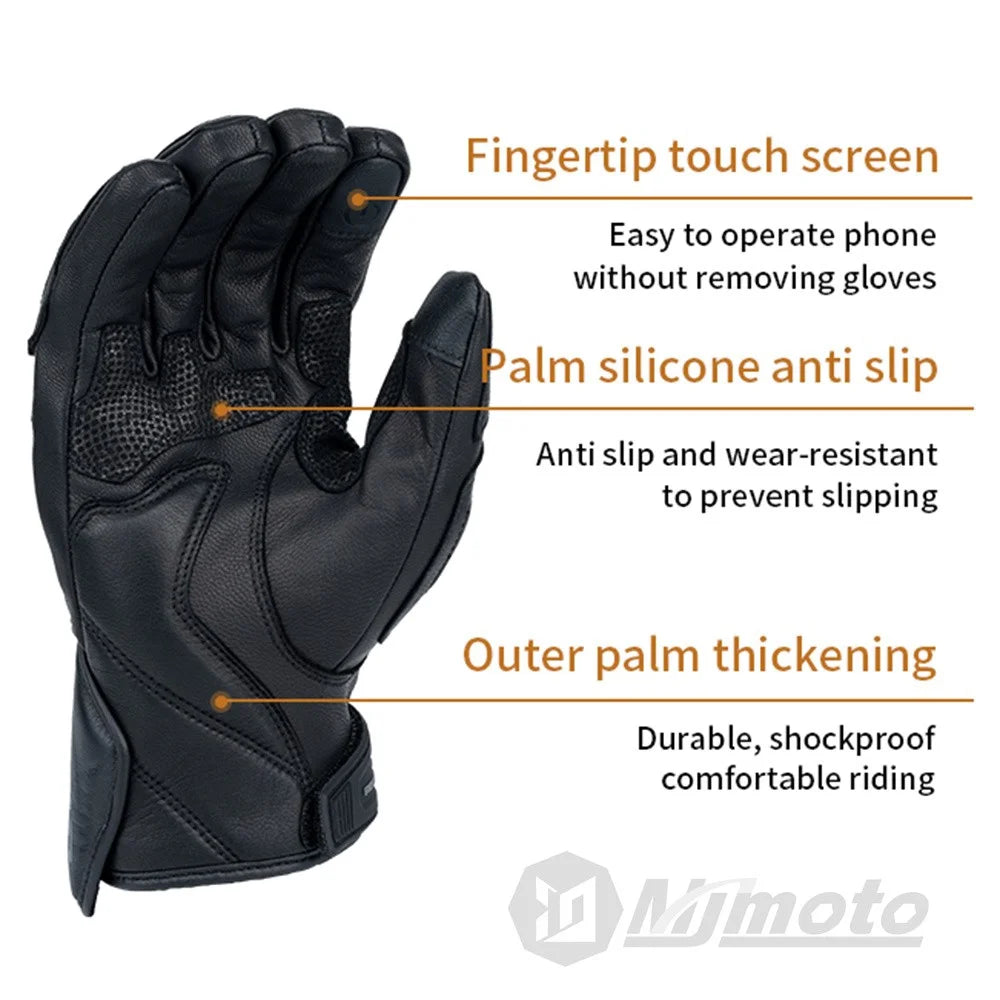 Vintage Leather Touchscreen Motorcycle Gloves A382