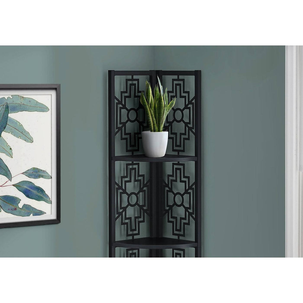 Black 62-Inch 4-Tier Corner Bookshelf V859518
