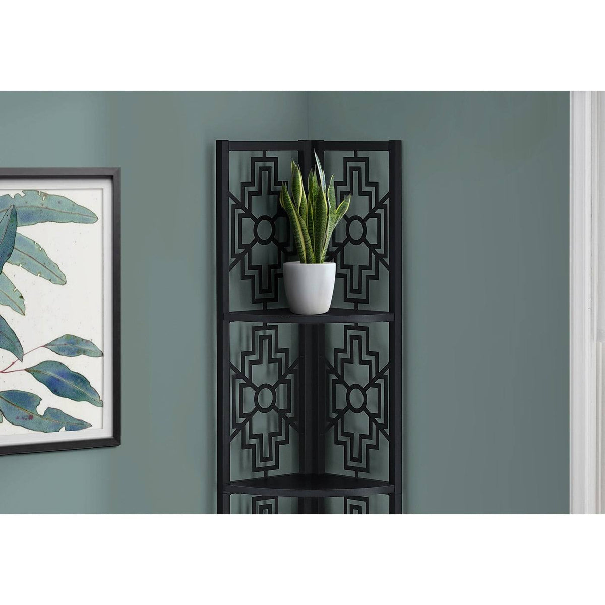 Black 62-Inch 4-Tier Corner Bookshelf V859518