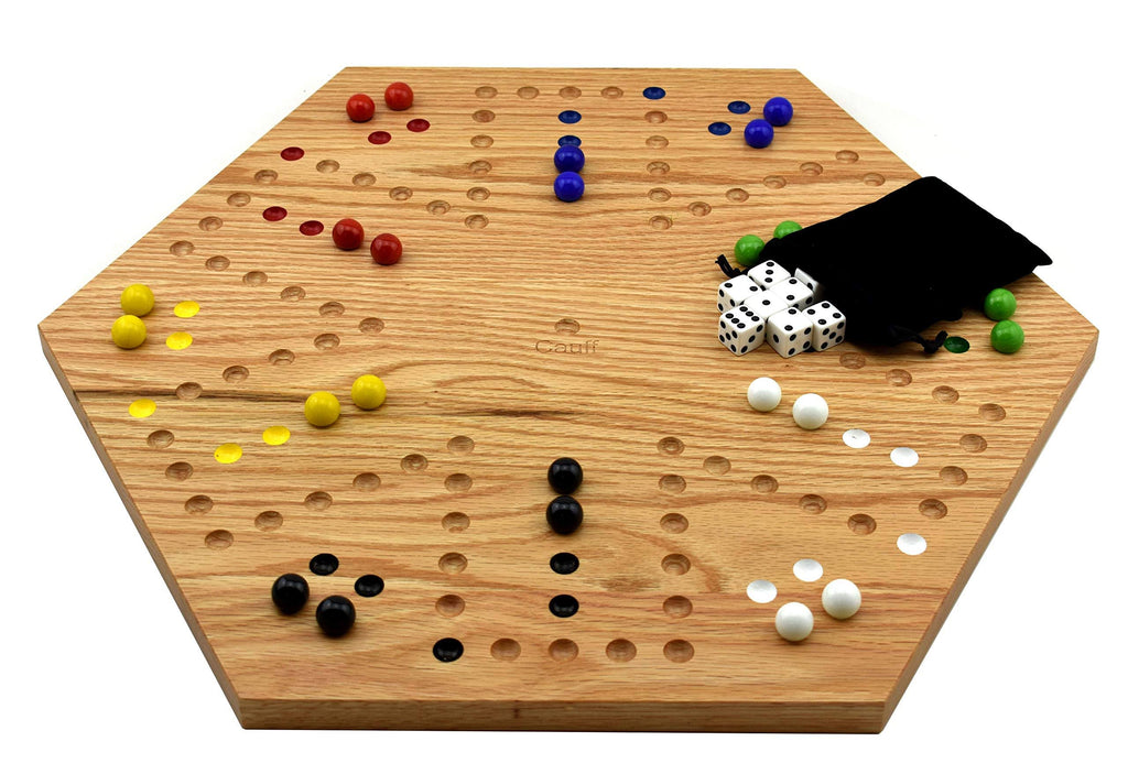Solid Oak Double Sided Marble Board Game 16 inch O979883