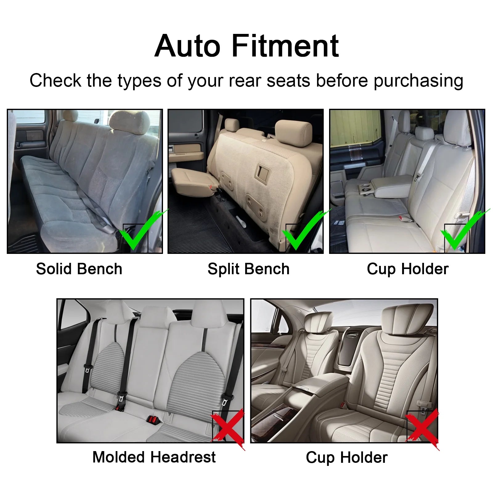Brown Leather Rear Seat Covers Set, Waterproof Universal Fit H71828