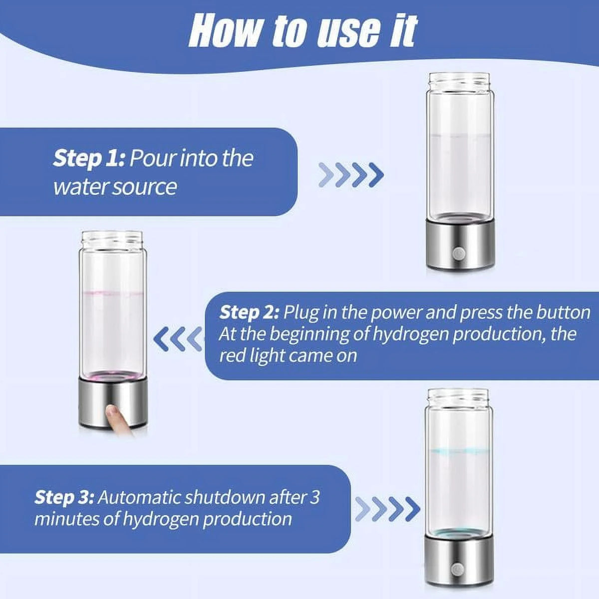 Hydrogen Water Bottle with Built-in LED Light Y60152