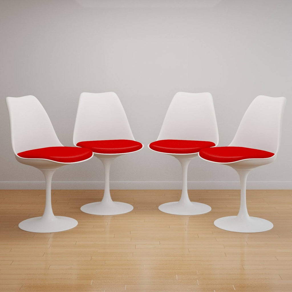 Red Faux Leather Tulip Side Chair Set of 4 O55893