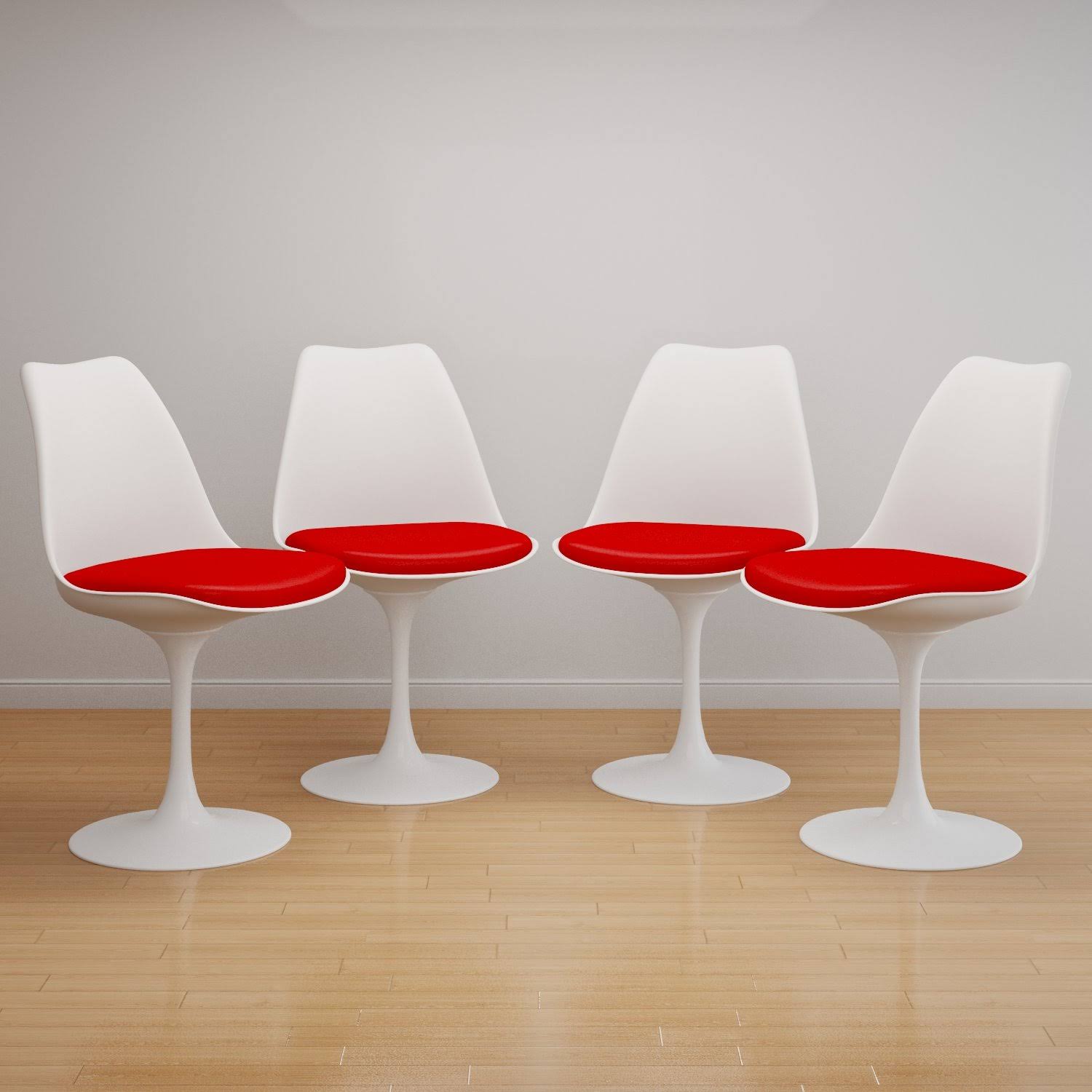Red Faux Leather Tulip Side Chair Set of 4 O55893