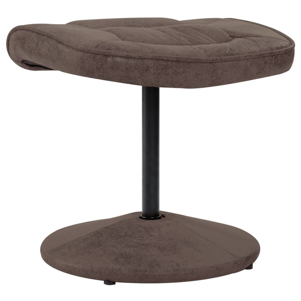 Brown Faux Suede Leather Recliner Armchair with Foot Stool I895957
