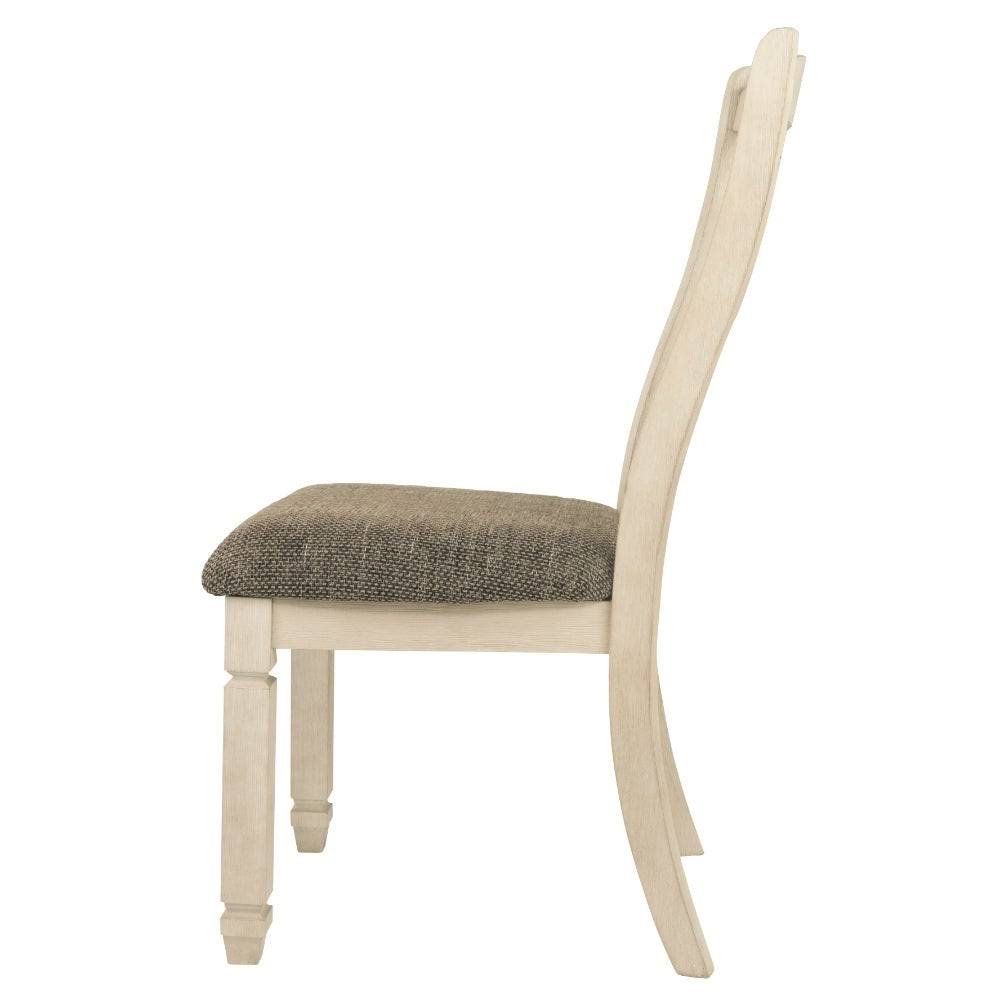Antique White Finish Uph Side Chair Set of 4 Q4938