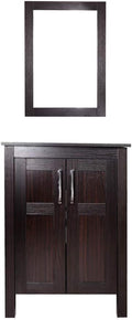 Dark Coffee 24 Inch Single Bathroom Vanity with 2-Door Cabinet and Tempered Glass Round Sink Top M2033