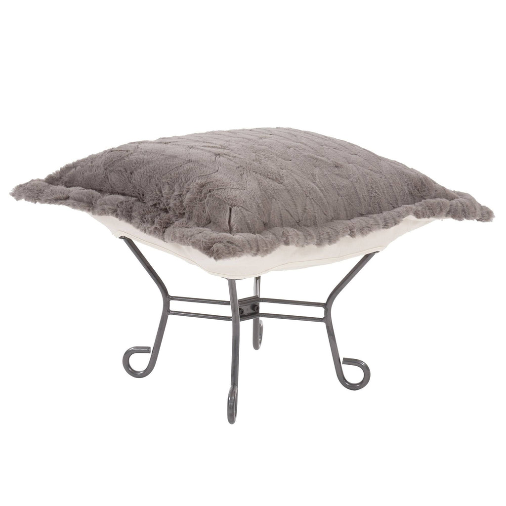 Faux Fur Angora Stone Ottoman X938301