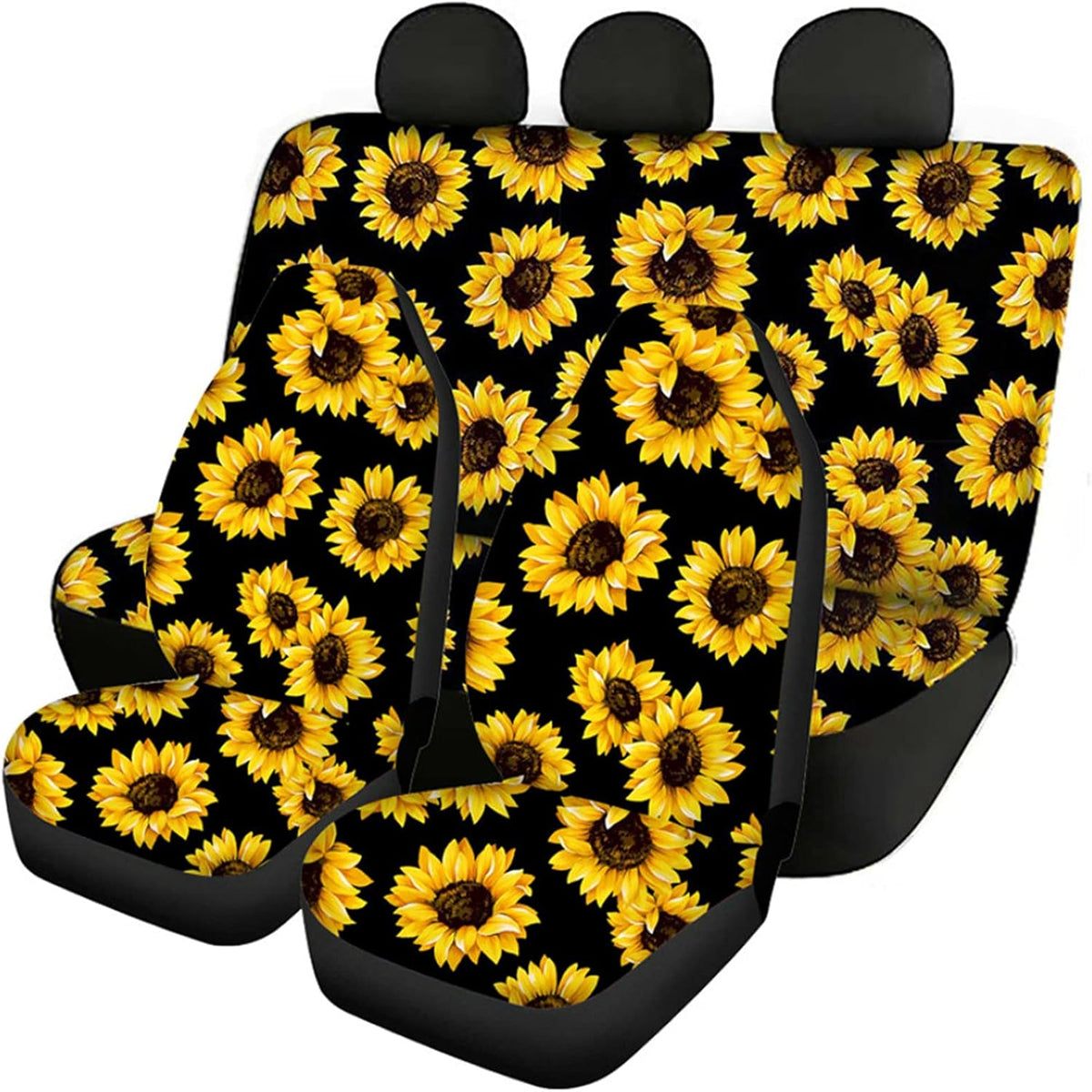 4Pcs Rainbow Color Printing Car Front Seat Covers Back Seat Protector Pads Bucket Seat Cushion M61285