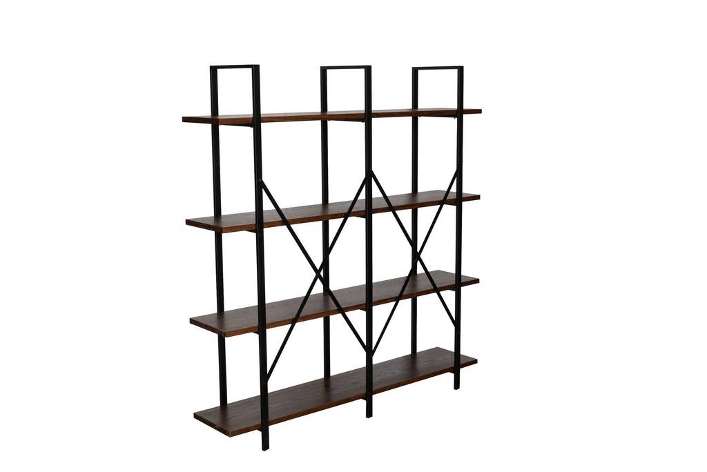 Walnut Brown 4 Shelf Double Etagere Bookcase M131