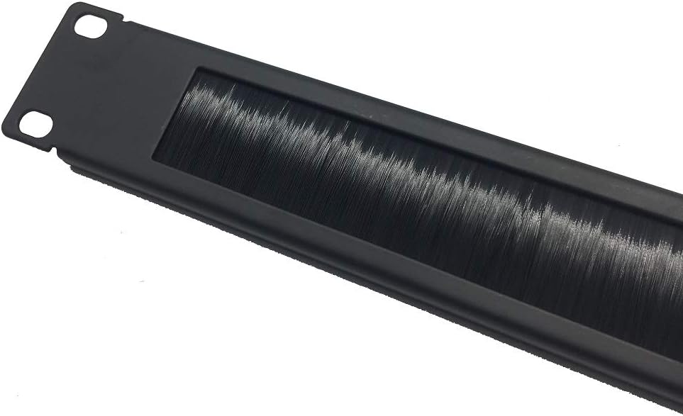 10 Pack 1U Horizontal Rack Mount Cable Management Panel with Cable Entry Brush for 19-Inch Rack Black U57458