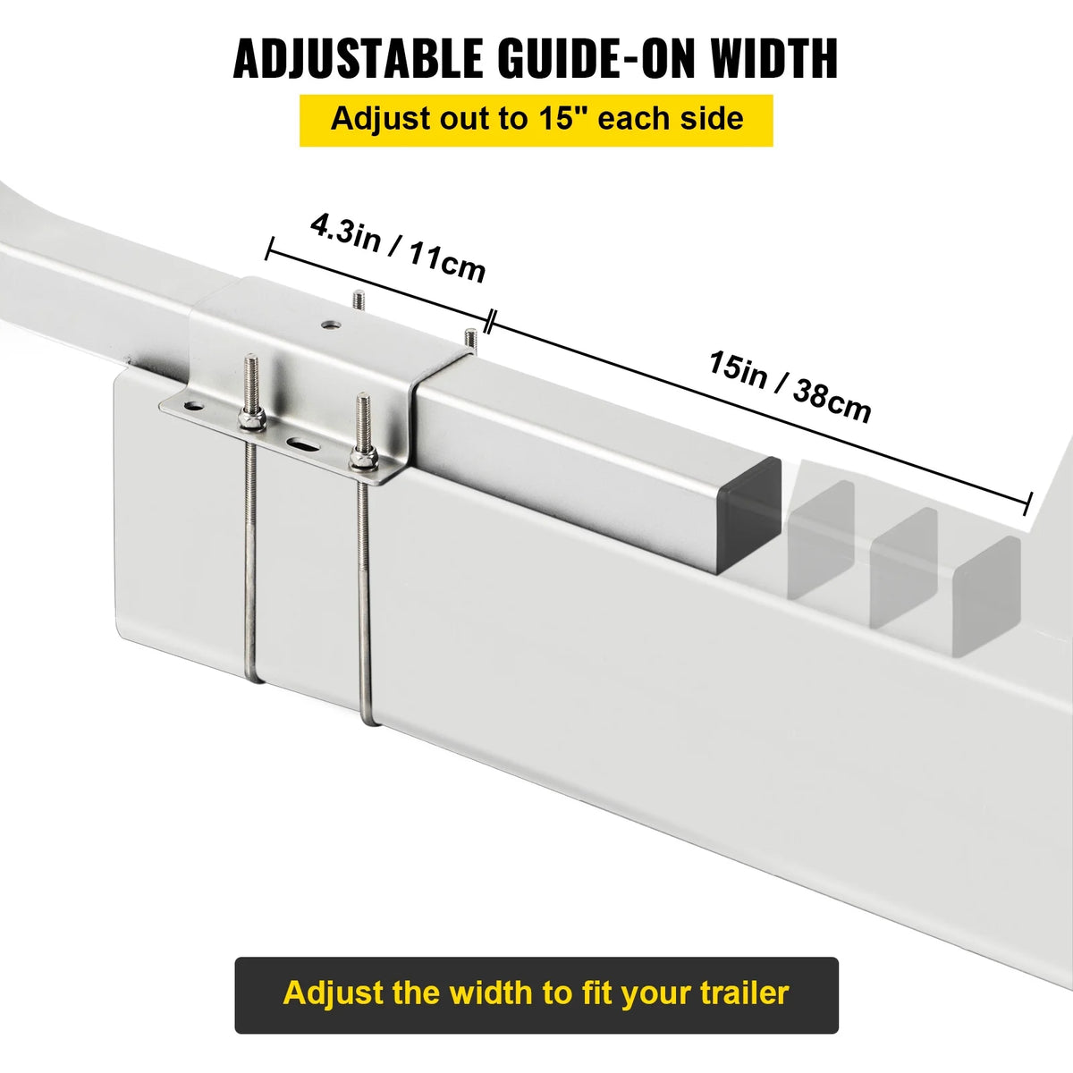 Galvanized Steel Trailer Guide-on with Carpet-padded Boards, One Pair L172