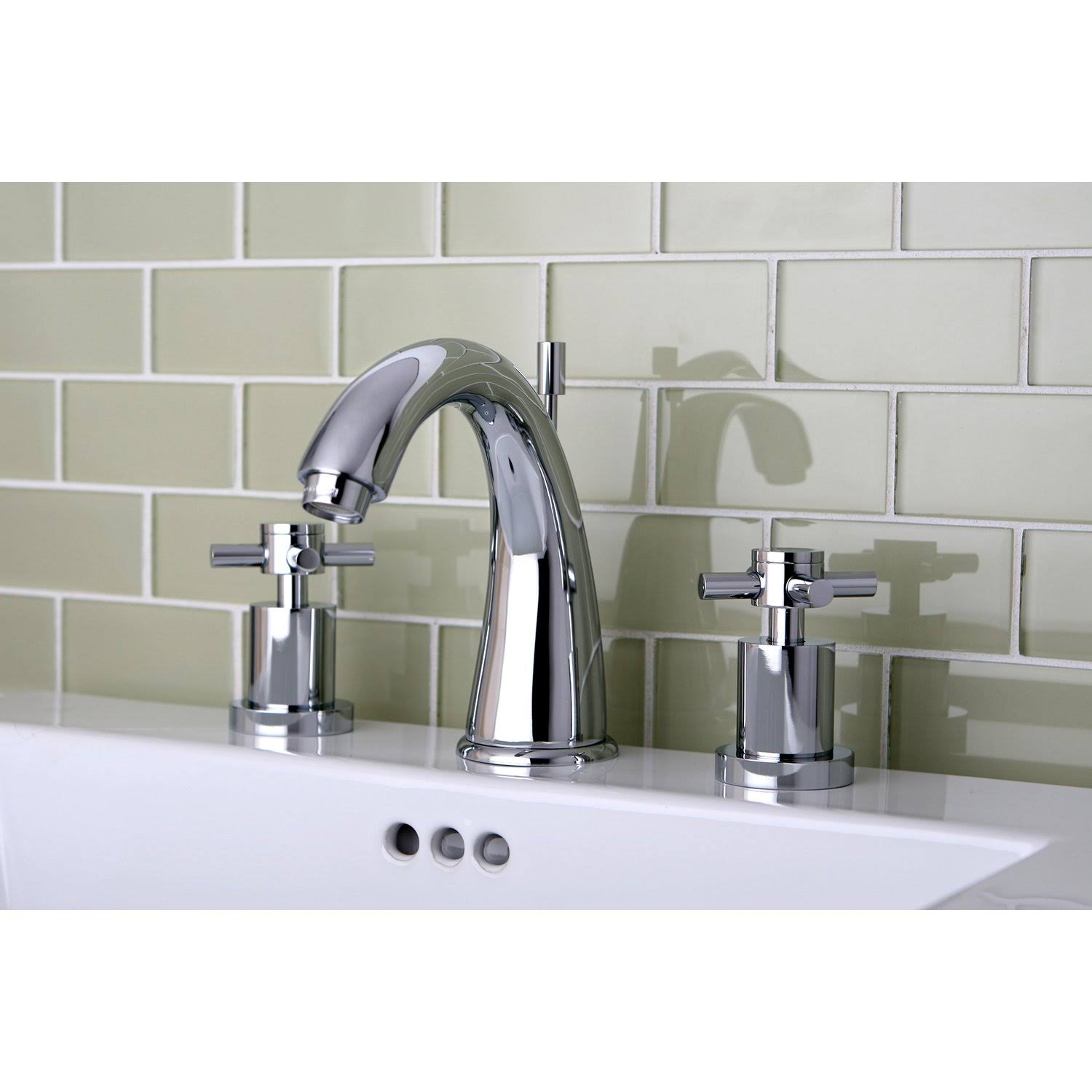 Polished Chrome Widespread Lavatory Faucet with Brass Pop-Up Z640425