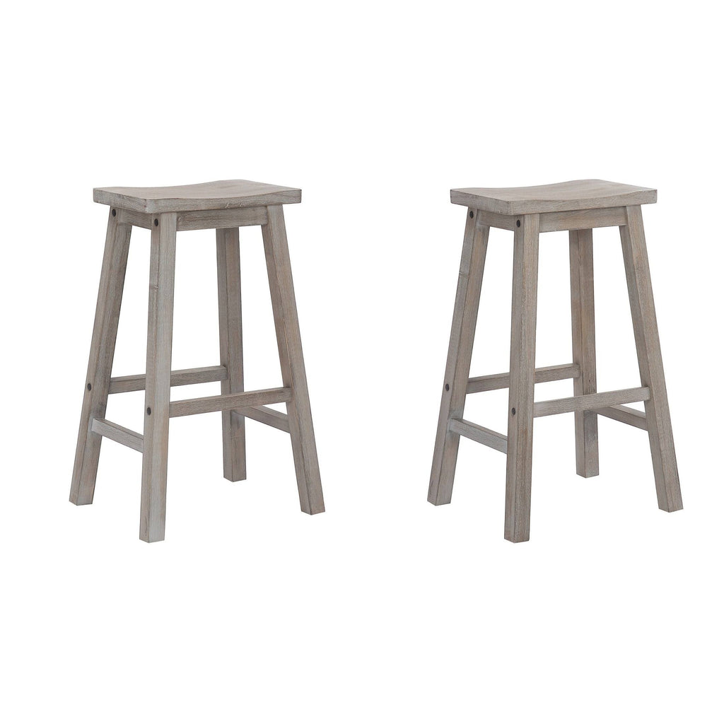 Solid Wood Saddle Bar Stool, Set of 2 - Open Gray W82495