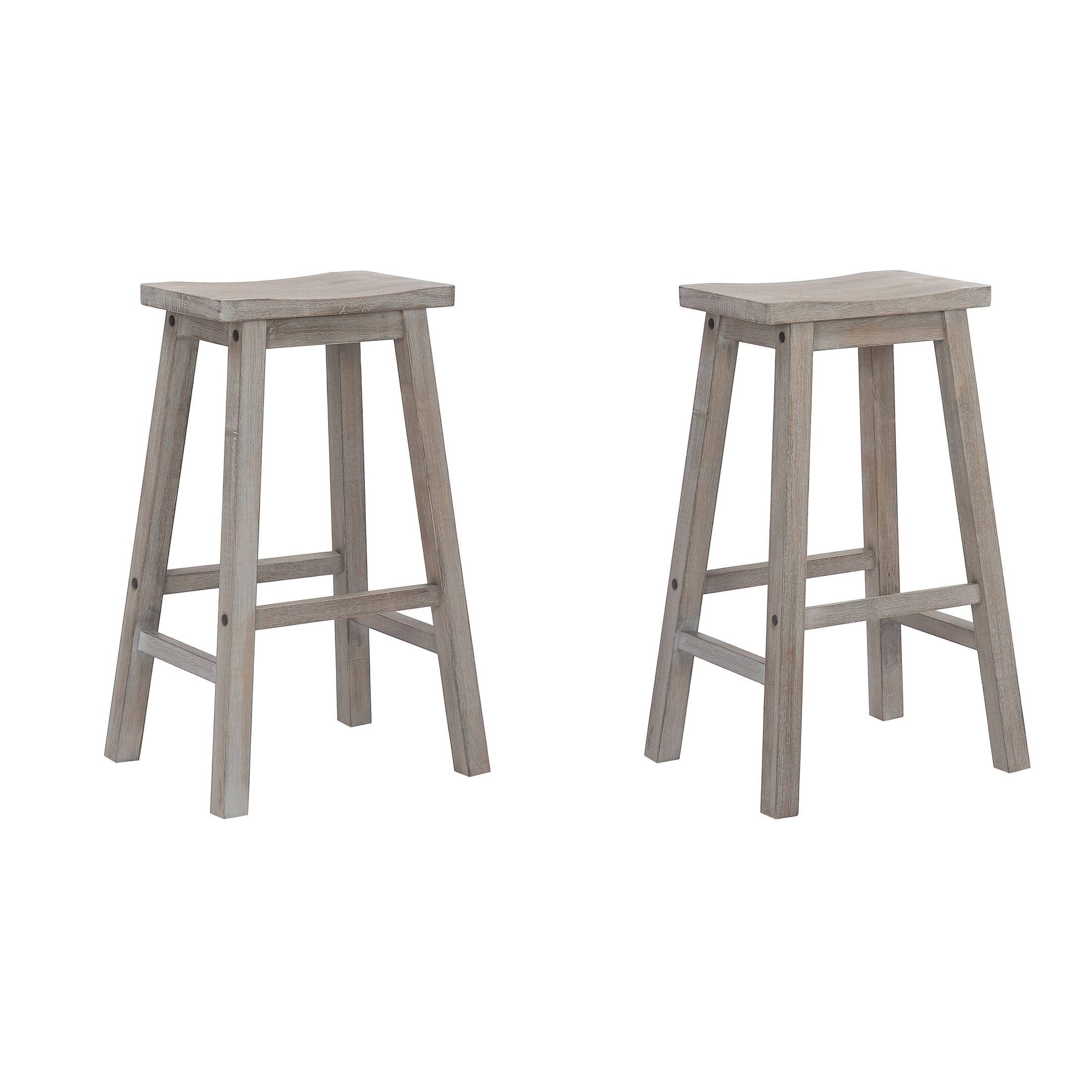 Solid Wood Saddle Bar Stool, Set of 2 - Open Gray W82495
