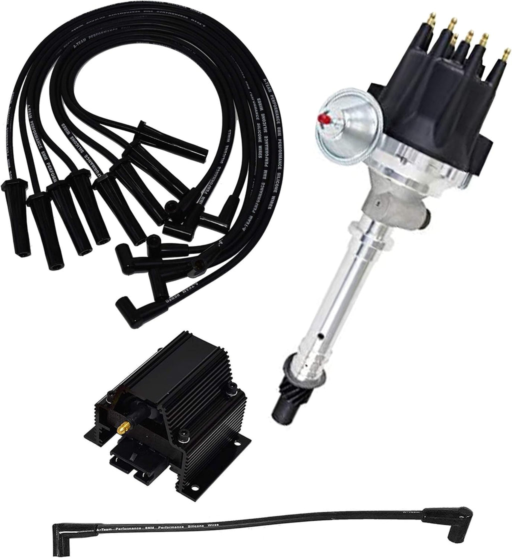 8.0mm Spark Plug Wires, 50K Volt Coil, Black Distributor Z234416