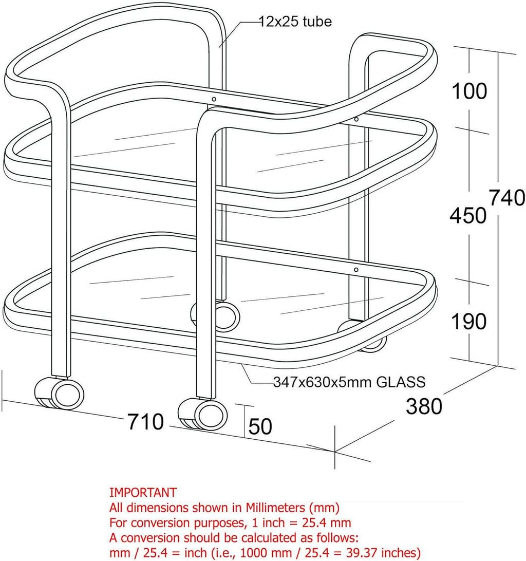 2-Tier Gold Bar Cart C85198