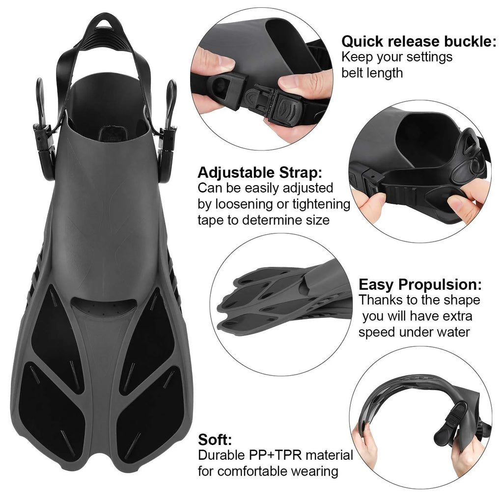 Adjustable Strap Diving Flippers with Mesh Bag I9704