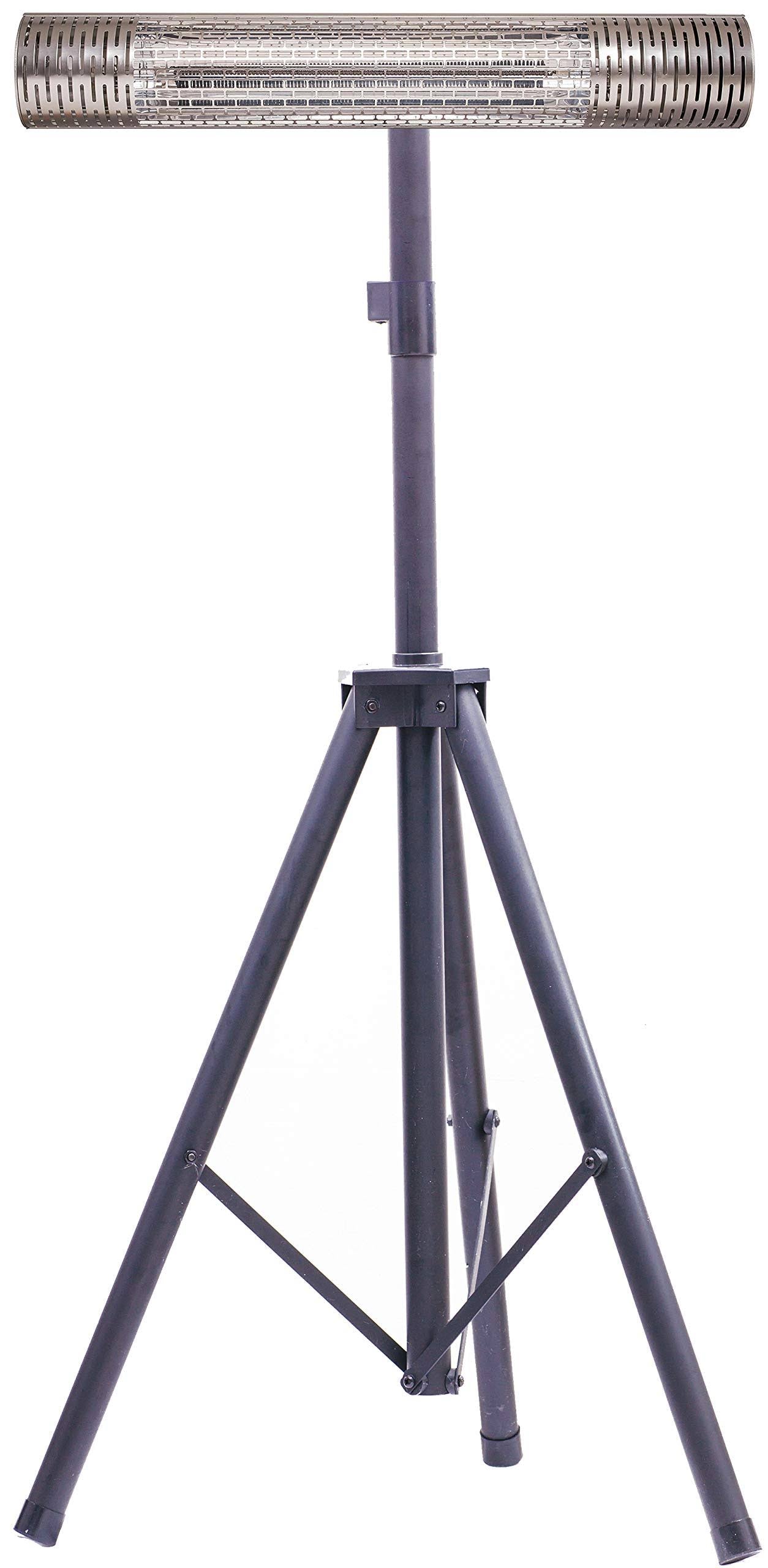Silver/Black Electric Carbon Infrared Heat Lamp with Remote Control and Tripod Stand X17501