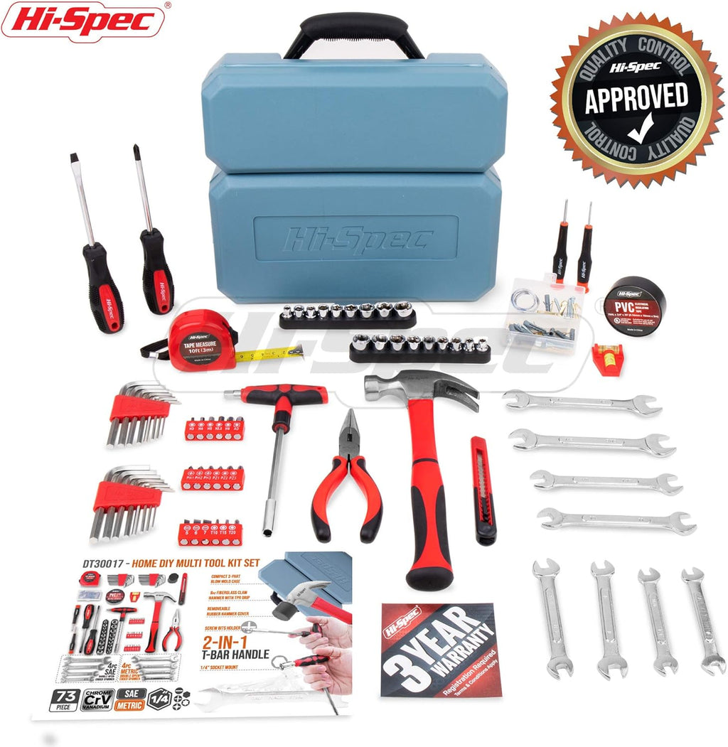 73 Piece Home & Garage Tool Kit Set with Tool Box Case I298