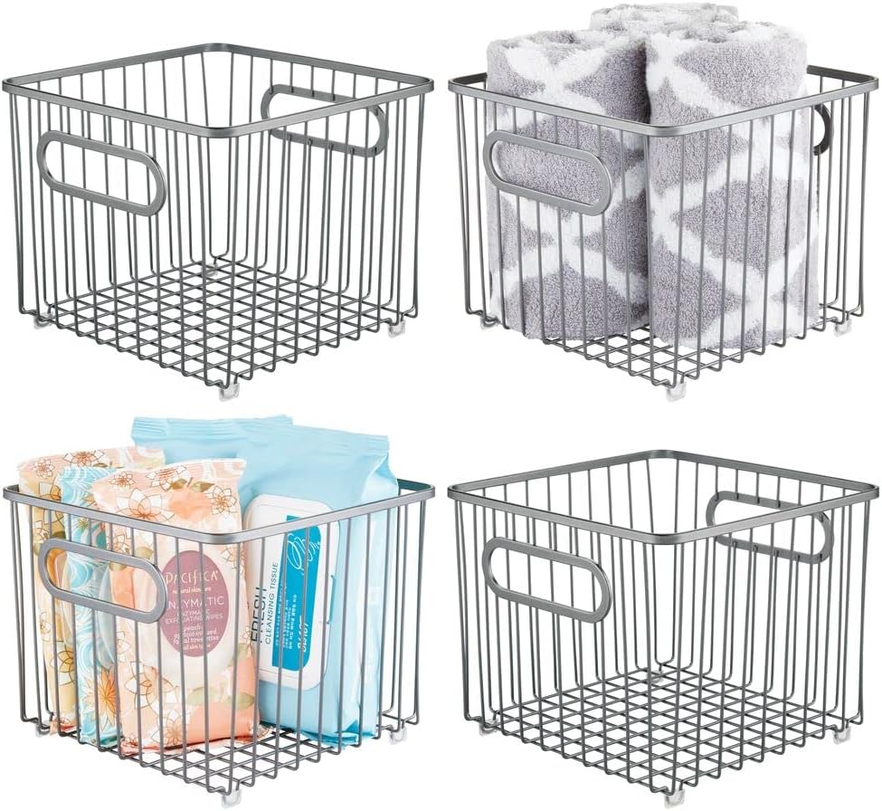 Bronze Metal Bathroom Storage Organizer Basket Bin 4 Pack O198
