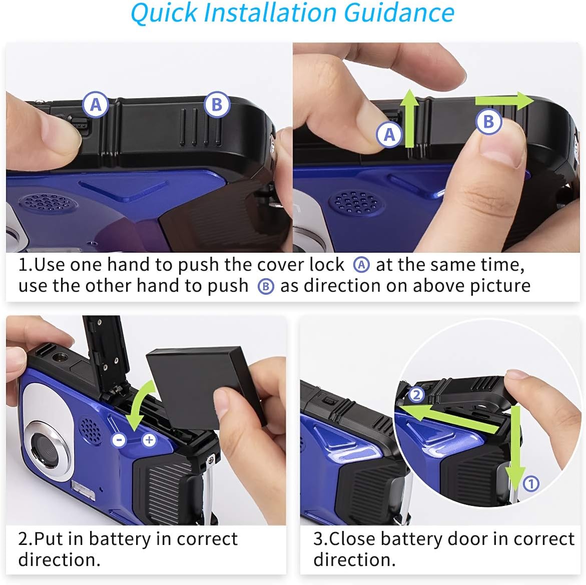 Blue 16MP 1080P Waterproof Digital Camera D1222