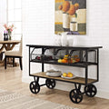 Rustic Farmhouse Steel Rolling Cart in Brown W393440