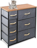 Dark Grey Fabric Dresser with 7 Drawers H1955
