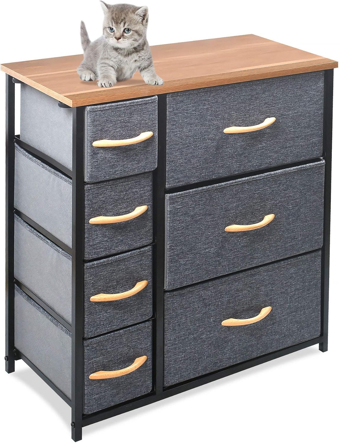 Dark Grey Fabric Dresser with 7 Drawers H1955