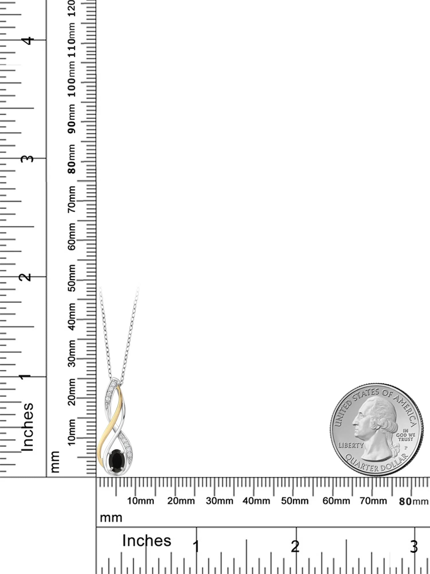 10K Yellow Gold 925 Sterling Silver Black Onyx White Lab Grown Diamond Pendant Necklace Q735