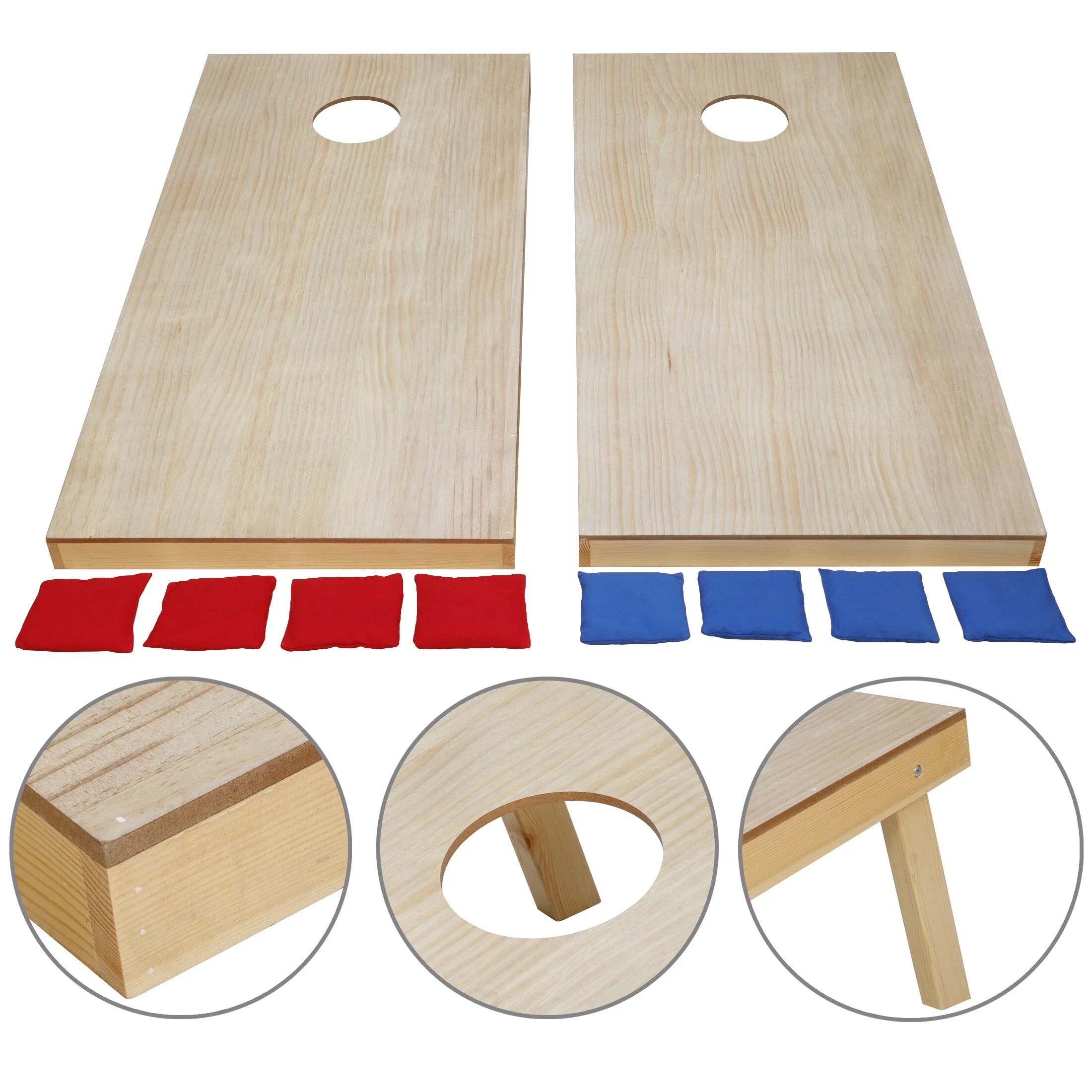 Portable Wood Cornhole Game Board Set with 8 Bean Bags & Carry Case M925
