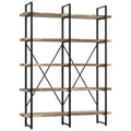 Double Wide 5-Tier Open Bookcase Wood and Metal Shelves A64832