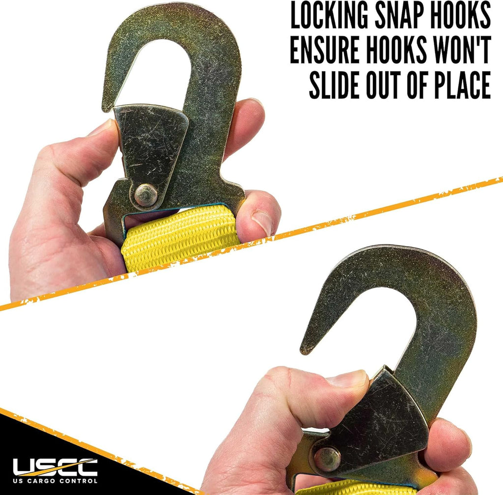 2 Pack 2 Inch x 27 Foot Yellow Ratchet Straps with Snap Hook D2912