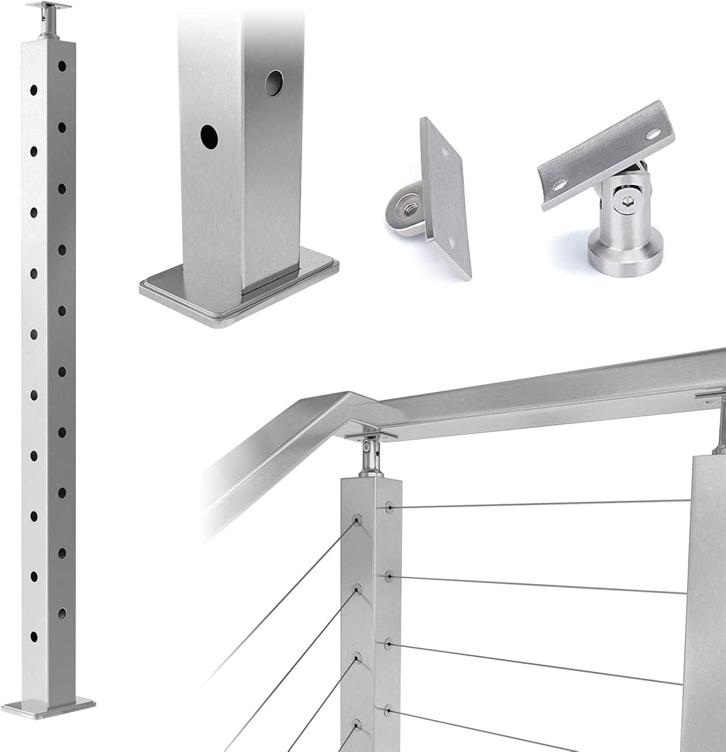 Stainless Steel Square Cable Railing Post O68815