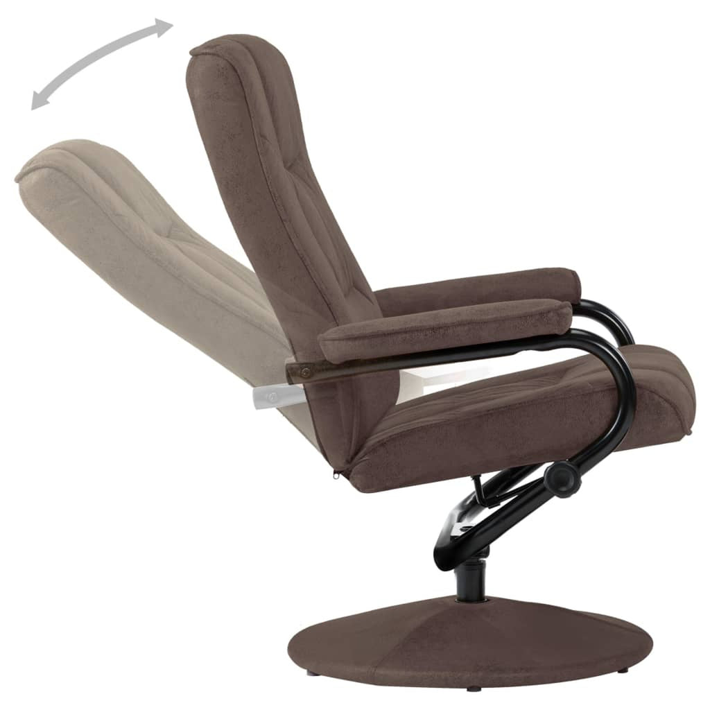 Brown Faux Suede Leather Recliner Armchair with Foot Stool I895957