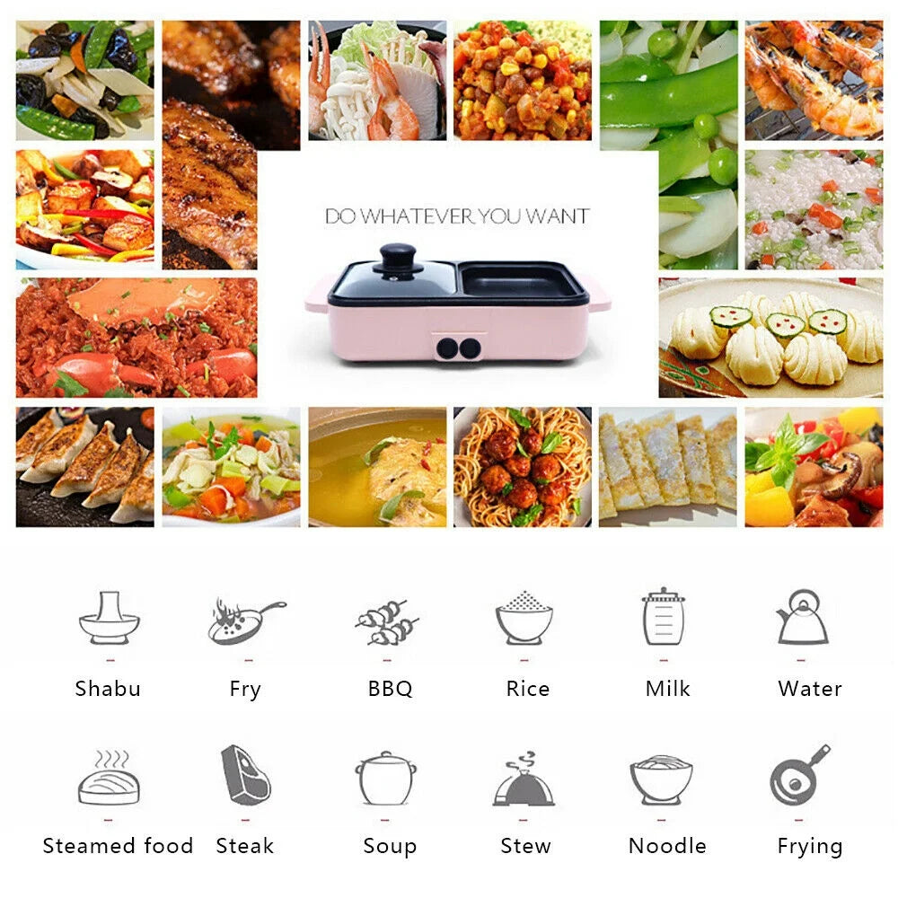 2 In 1 Non-Stick Electric Hot Pot BBQ Grill C253906