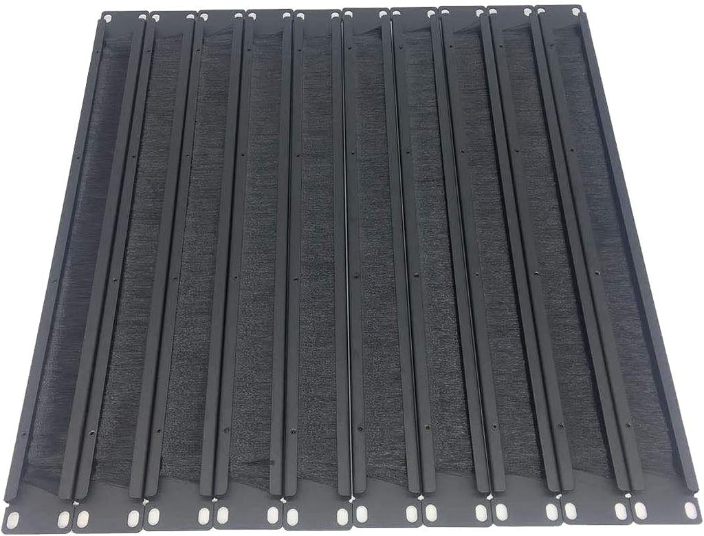 10 Pack 1U Horizontal Rack Mount Cable Management Panel with Cable Entry Brush for 19-Inch Rack Black U57458