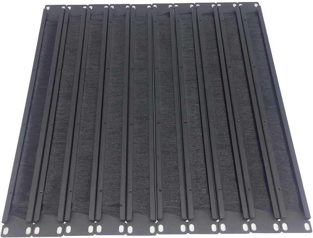 10 Pack 1U Horizontal Rack Mount Cable Management Panel with Cable Entry Brush for 19-Inch Rack Black U57458
